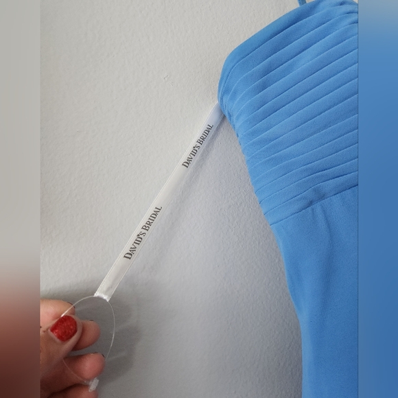 David's Bridal Sweetheart Neckline Chiffon Strapless Bridesmaids Dress - Picture 3 of 7